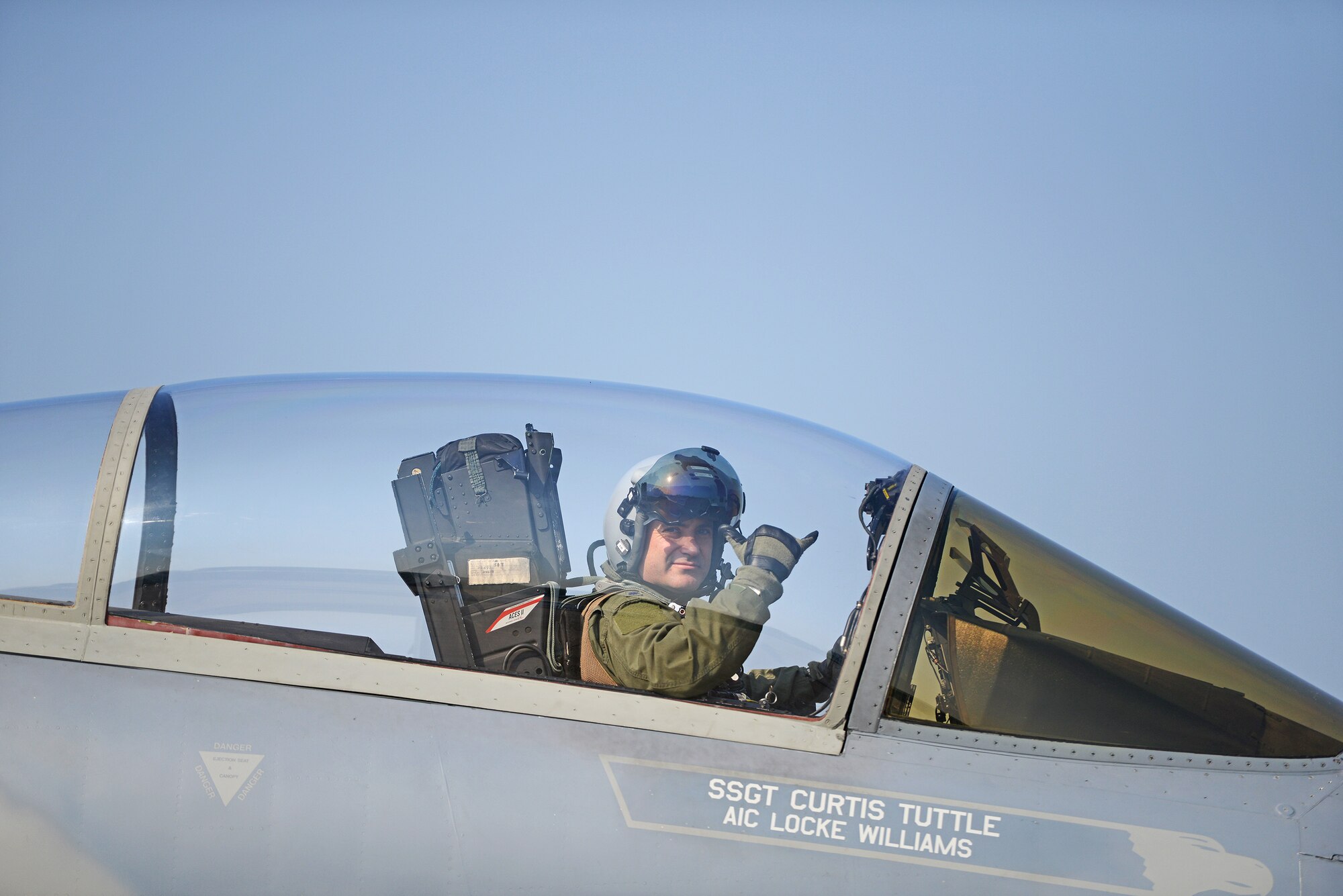 U.S. Air Force Lt. Col. Brian Knauf, F-15C Eagle pilot with the 44th Fighter Squadron, Kadena Air Base, prepares to take off during COPE TIGER 2018 from Korat Air Base, Thailand, March 20, 2018.