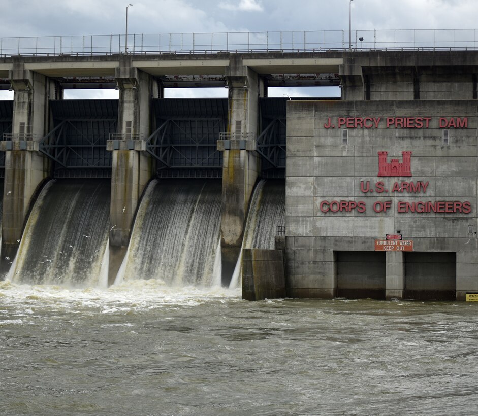 The U.S. Army Corps of Engineers at J. Percy Priest Dam & Reservoir is offering two free guided tours of the J. Percy Priest Hydroelectric Dam in celebration of the reservoir's 50th anniversary.  Dam tours will be held Friday, June 29, 2018 at 11:45 a.m. and 1 p.m.  There is a limit of 25 people per tour. This year marks the 50th anniversary of the dedication of J. Percy Priest Dam and reservoir.  On June 29, 1968, President Lyndon B. Johnson made a visit to Nashville, Tenn., to honor the late Congressman J. Percy Priest by dedicating his namesake project on the Stones River.  Attendance at the event numbered over 4,000. Construction of J. Percy Priest Dam began in June 1963 and was completed in December 1967.  Originally named the Stewarts Ferry Reservoir, the project was renamed in 1958 to celebrate the accomplishments of James Percy Priest.  Priest was a high school teacher, coach and reporter/editor for the Nashville Tennessean before he was elected to Congress. He represented Nashville and Davidson County from 1940 until his death in 1956. The U.S. Army Corps of Engineers Nashville District maintains and operates the project. (USACE photo by Lee Roberts)