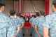 Singaporean airmen of the 425th Fighter Squadron stand in formation before the start of the squadron's change of command ceremony at Luke Air Force Base, Ariz. March 16, 2018. The squadron trains Singaporean pilots and maintainers on the use and operation of the F-16 Fighting Falcon under the direction and tutelage of American instructors. (U.S. Air Force photos/Senior Airman Ridge Shan)