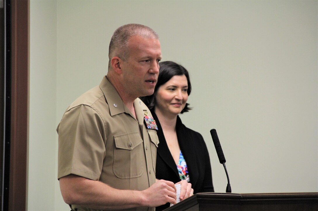 Lt. Col. Scott M. Koltick, deputy commander, U.S. Marine Corps Forces Korea, speaks to John Hopkins School of Advanced International Studies here, March 22.  The Marines and students discussed current affairs for the Marine Corps in the Republic of Korea.  (Official U.S. Marine Corps photo by Sgt. Nathaniel Hanscom/Released)