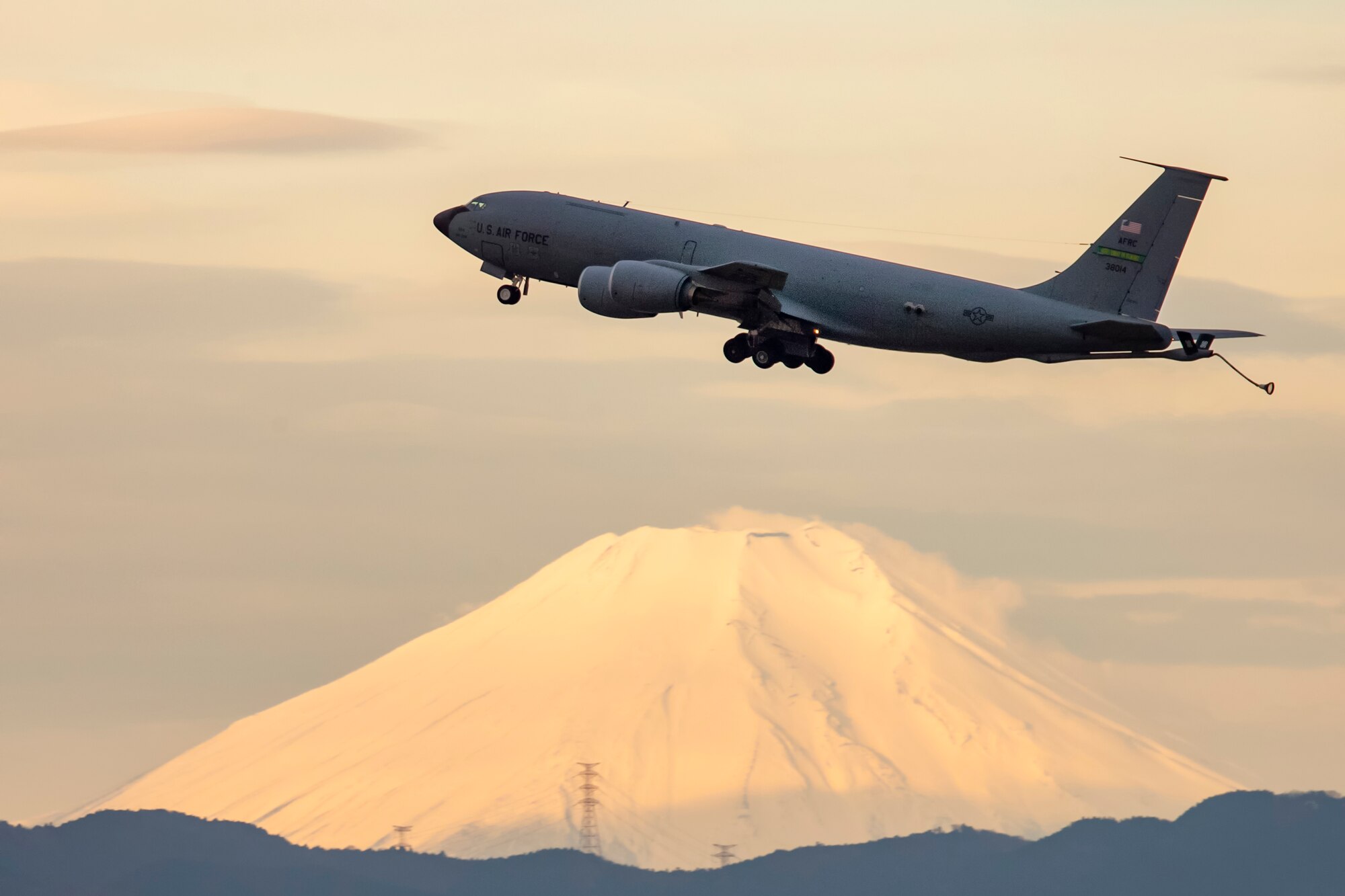 A KC-135R Stratotanker assigned to the 916th Air Refueling Wing takes off at Yokota Air Base, Japan, March 19, 2018. The mission of the 916th ARW, Air Force Reserve Command, located at Seymour Johnson Air Force Base, N.C., is to fly the KC-135R in air-to-air refueling missions. The 916th ARW is deployable to support U.S. military interests at home and abroad. (U.S. Air Force photo by Yasuo Osakabe)