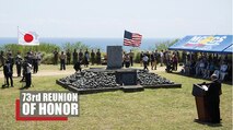 “The peace and prosperity we enjoy today is built upon the ultimate sacrifice of brave soldiers who loved their respective countries,” said Mr. Tetsuro Teramoto, the president of the Japanese Iwo-to Association, during the 73rd Reunion of Honor March 24, 2018 on Iwo To, Japan. The Reunion of Honor is an annual event held to commemorate the sacrifices made by those who served during the Battle of Iwo Jima. (U.S. Marine Corps photo by Lance Cpl. Jamin M. Powell)