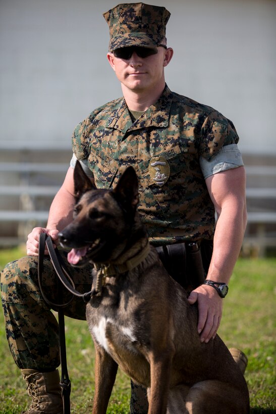 Gullick and his Military working dog Shiva