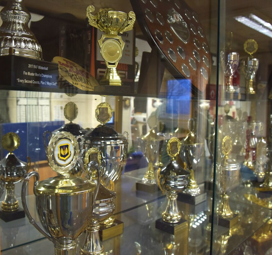 The 100th Logistics Readiness Squadron petroleum, oil and lubricant flight displays all the many awards their troops have won over the years at RAF Mildenhall, England, Jan. 21, 2018. Whether it’s working together or going out to bond outside of work to get the aircraft in the air and keep the mission going, POL is passionate about fuels and all that keeps them going.  (U.S. Air Force photo by Airman 1st Class Alexandria Lee)