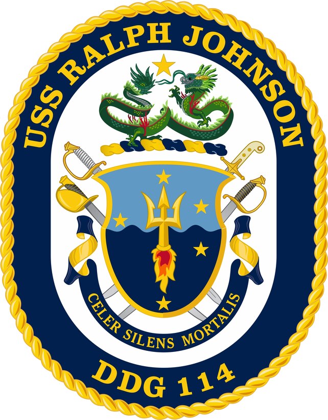 The seal of the USS Ralph Johnon.