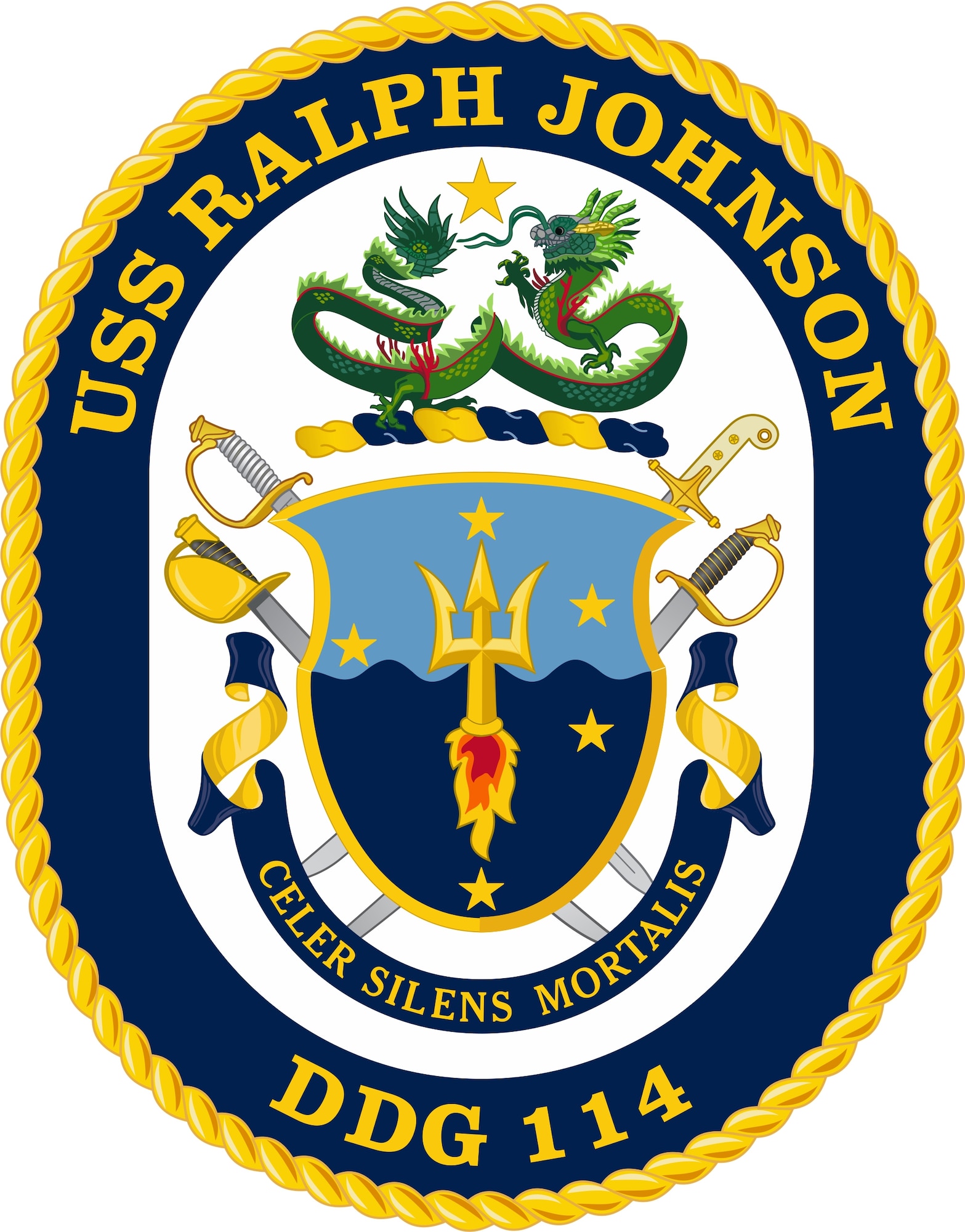 The seal of the USS Ralph Johnon.