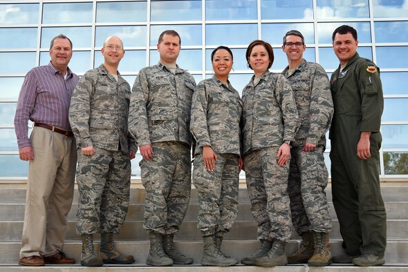 U.S. Air Force physicians assigned to the 20th Medical Group stand together for a group photo at Shaw Air Force Base, S.C., March 20, 2018.
