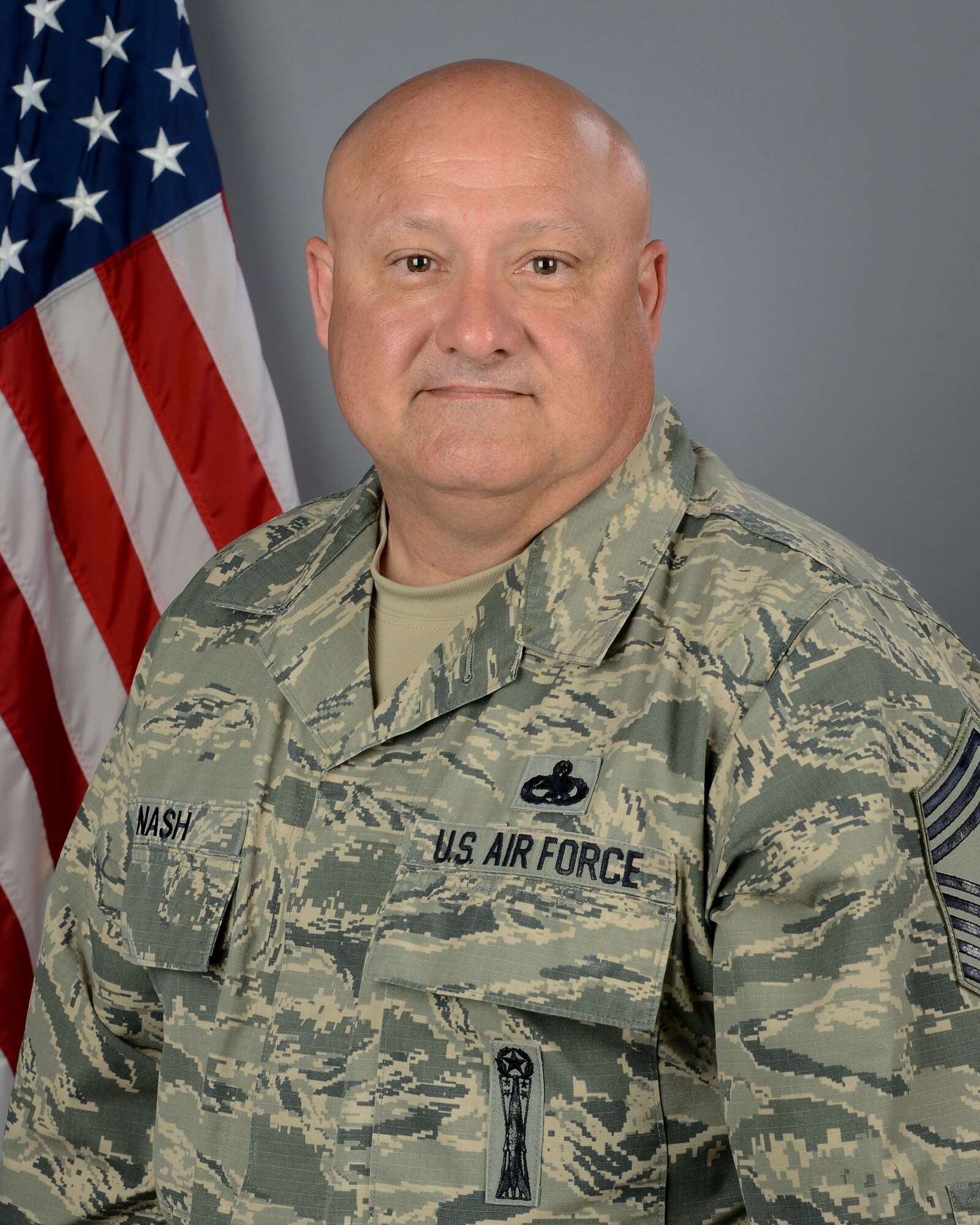 U.S. Air Force Chief Master Sgt. Harold Nash, the munitions flight chief assigned to the 169th Maintenance Group, at McEntire Joint National Guard Base, S.C, Feb. 15, 2018. (U.S. Air National Guard photo by Senior Airman Megan Floyd)