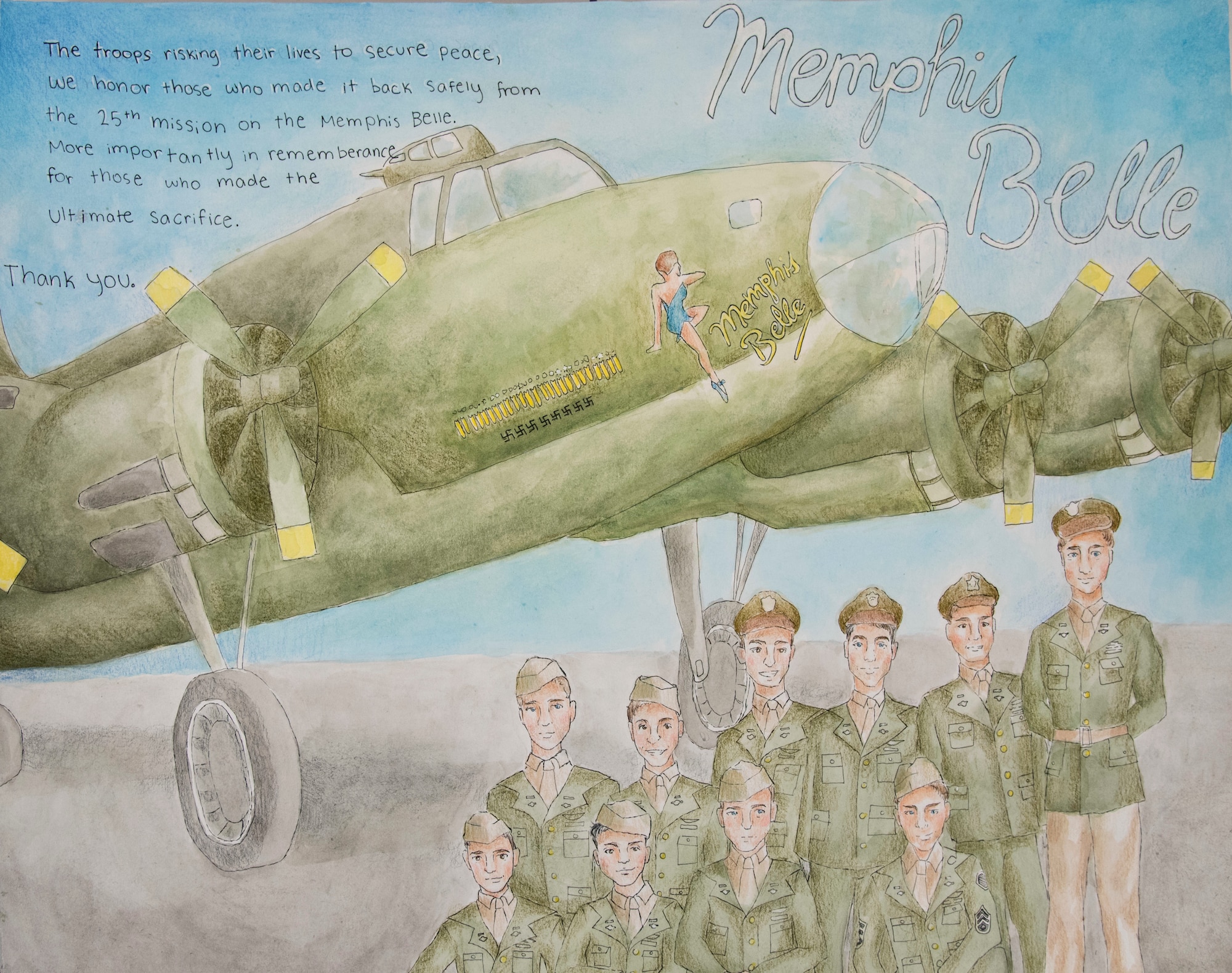 More than 60 pieces of art created by local students from schools across the Miami Valley will be on display at the National Museum of the U.S Air Force during the 35th Annual Student Aviation Art Competition and Exhibition. The exhibit will be open from April 7-May 6, 2018. This artwork is from grades 7-9 category and is by M. Wellmeier of Mad River Middle School. (U.S. Air Force photo)