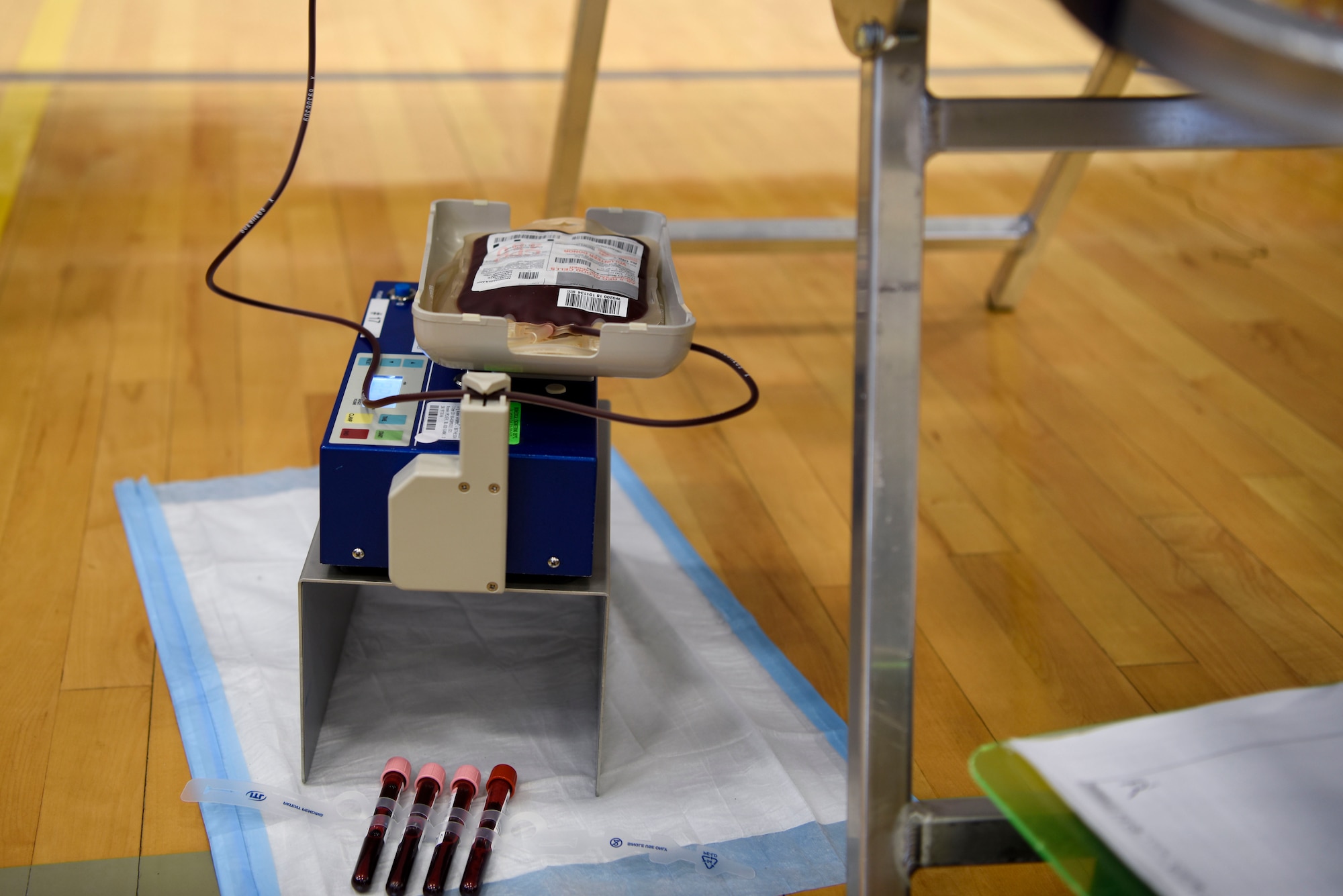 The Armed Services Blood Program hosted a blood drive at the Dover Air Force Base Fitness Center March 19, 2018. The ASBP is a tri-service organization representing the Army, Air Force and Navy. (U.S. Air Force Photo by Airman 1st Class Zoe M. Wockenfuss)