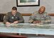 U.S. Air Force Col. Michael Hernandez, 325th Fighter Wing commander, and Chief Master Sgt. Craig Williams, 325th FW command chief, fill out Air Force Assistance Fund donation forms at Tyndall Air Force Base, Fla., March 27, 2018. The AFAF Campaign is an annual initiative to provide funds for four affiliate charities: the General and Mrs. Curtis E. LeMay Foundation, Air Force Enlisted Village, Air Force Village Charitable Foundation and the Air Force Aid Society. (U.S. Air Force photo by Airman 1st Class Delaney Gonzales/Released)