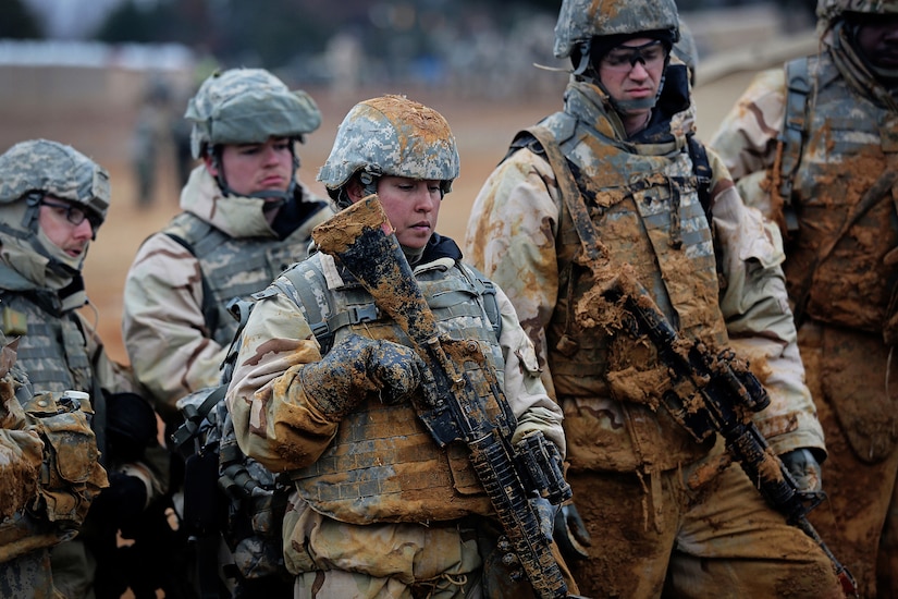 U.S. Army Reserve Soldiers, assigned to the 327th Quartermaster Battalion, based in Williamsport, Pennsylvania, conduct training on transporting a casualty as part of their skill level one tasks, ahead of their lanes training validation, during Combat Support Training Exercise 78-18-03, at Fort Knox, Kentucky, Mar. 20, 2018.