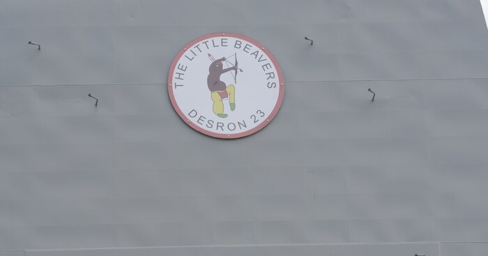 The USS Ralph Johnson (DDG-114) is docked at the Port of Charleston, S.C., in preparation for its commissioning March 24, 2018.