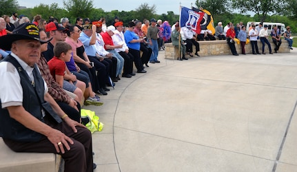 Vietnam veterans listen to guest speakers during the ceremony for the 50th Anniversary of the Commemoration of the Vietnam War at the Fort Sam Houston National Cemetery March 27.