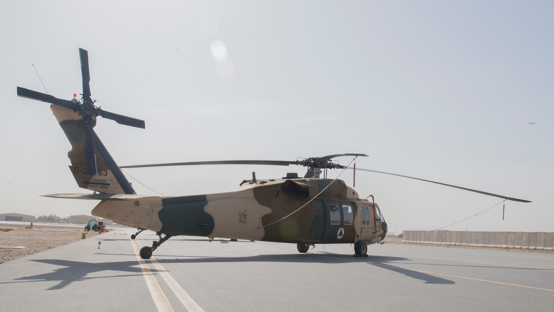 An Afghan Air Force UH-60 February 18, 2018, at Kandahar Air Wing, Afghanistan. The primary mission of the UH-60 will be troop and cargo transport. (U.S. Air Force photo by Staff Sgt. Jared J. Duhon)