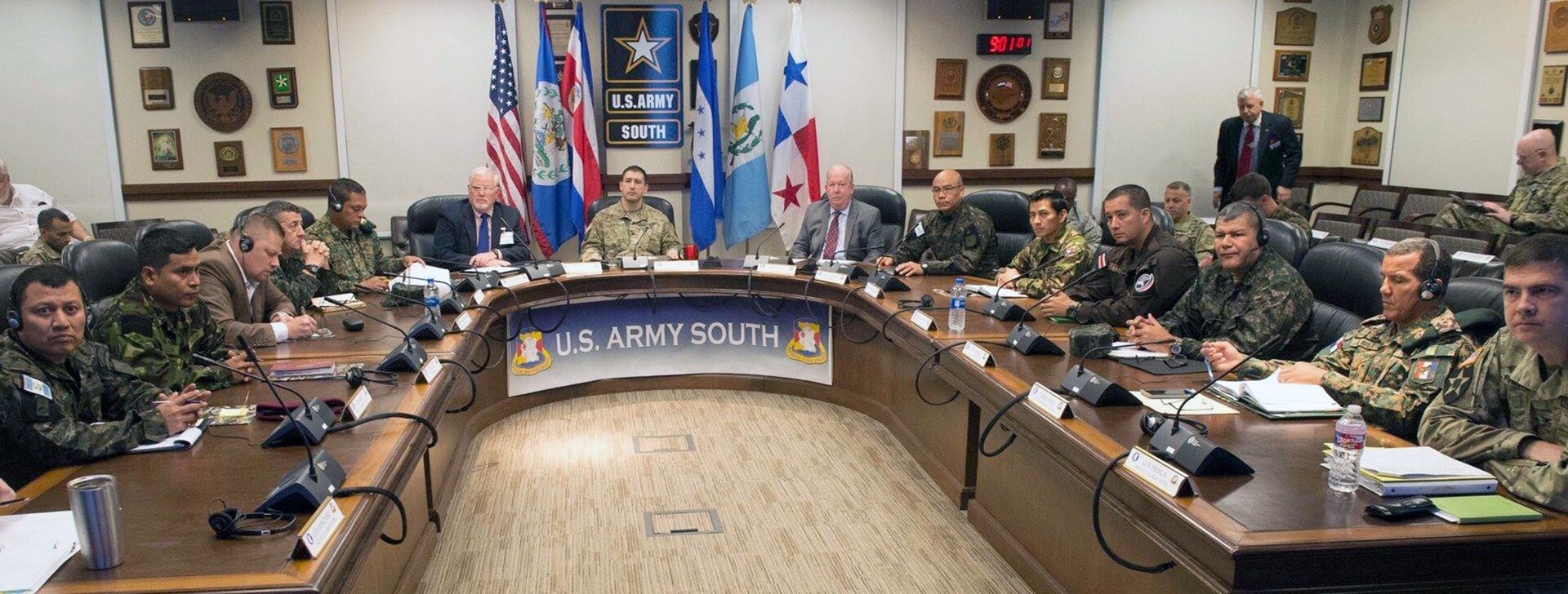U.S. Army South hosted the Central America (CENTAM) Regional Working Group, at U.S. Army South headquarters at Joint Base San Antonio-Fort Sam Houston March 20-22. Senior leaders from partner nations in Central America, participated in the premier engagement between Army South staff and CENTAM senior intelligence and operations officers. Held annually, the meeting promotes mutual security interests and interoperability.