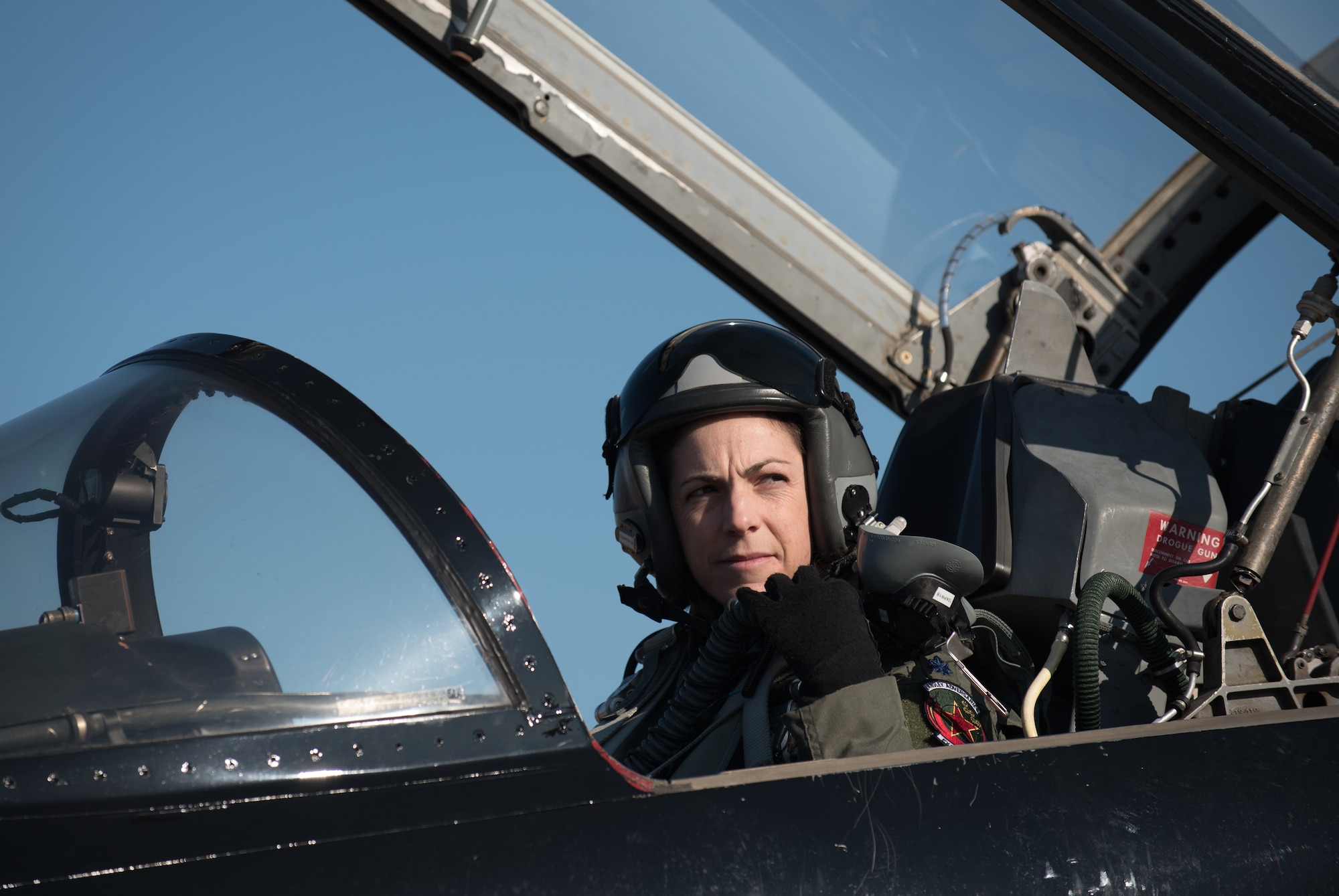 U.S Air Force Lt. Col. Cheryl Buehn, 71st Fighter Training Squadron T-38A Talon instructor pilot, prepares for takeoff at Joint Base Langley-Eustis, Virginia, March 13, 2018.