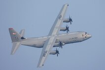 A U.S. Air Force C-130J Super Hercules assigned to the 36th Airlift Squadron flies during a training mission over Izu Peninsula, Japan, March 26, 2018