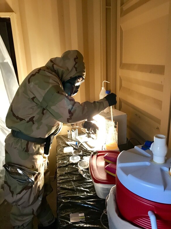 U.S. Army Reserve Soldiers support Airmen in CBRN exercise