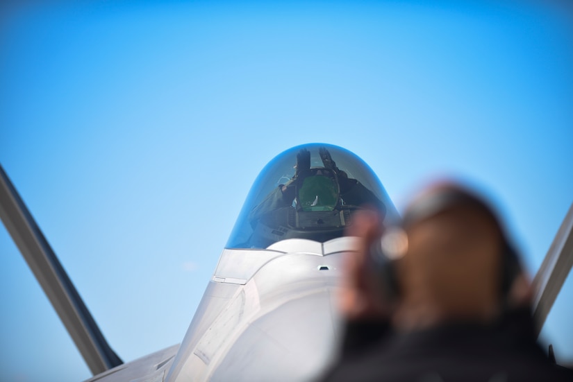 The U.S. Air Force Air Combat Command F-22 Raptor Demonstration Team performs aerial feats for event-goers in Yuma, Az., and Lancaster, Calif., March 18 and March 24-25, 2018.