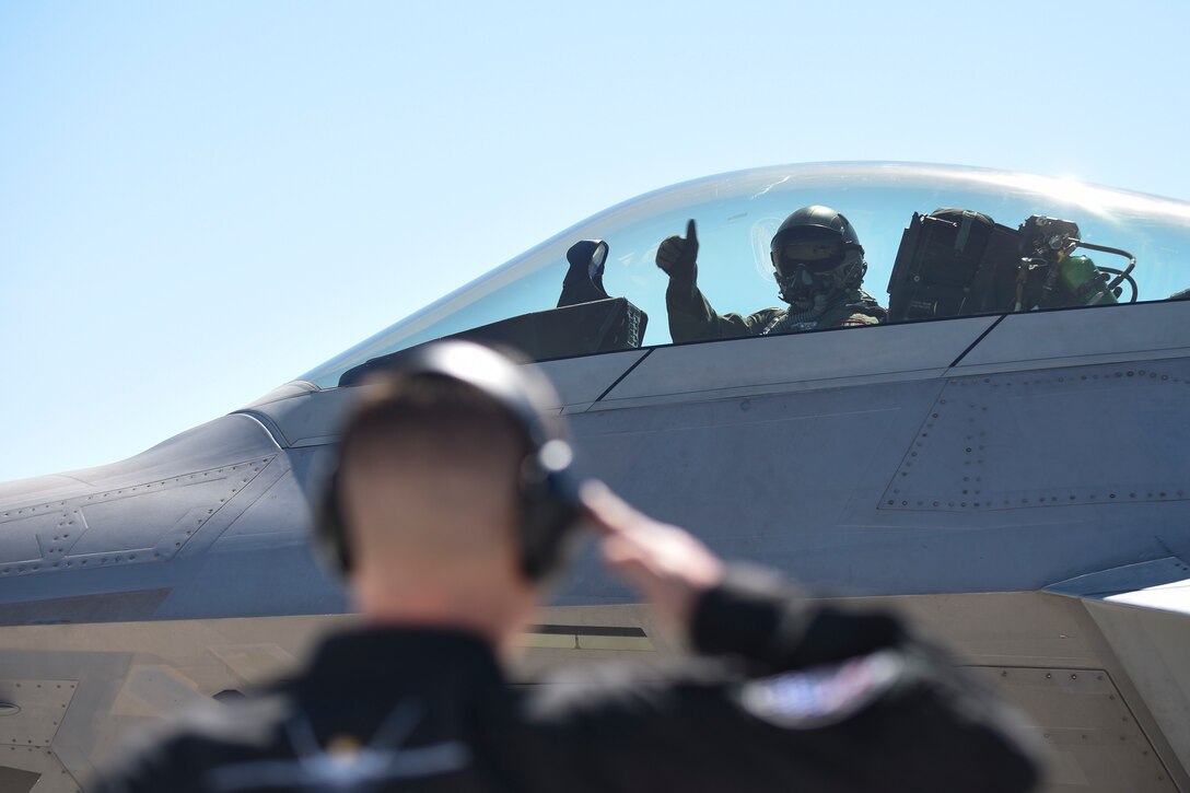 The U.S. Air Force Air Combat Command F-22 Raptor Demonstration Team performs aerial feats for event-goers in Yuma, Az., and Lancaster, Calif., March 18 and March 24-25, 2018.