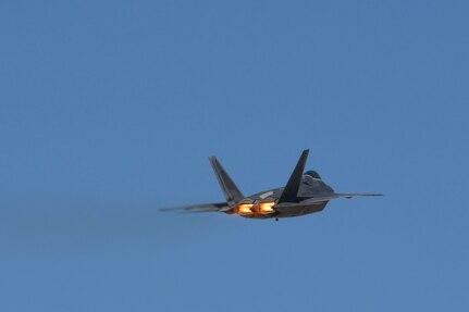 The U.S. Air Force Air Combat Command F-22 Raptor Demonstration Team performs aerial feats for event-goers in Yuma, Az., and Lancaster, Calif., March 18 and March 24-25, 2018.
