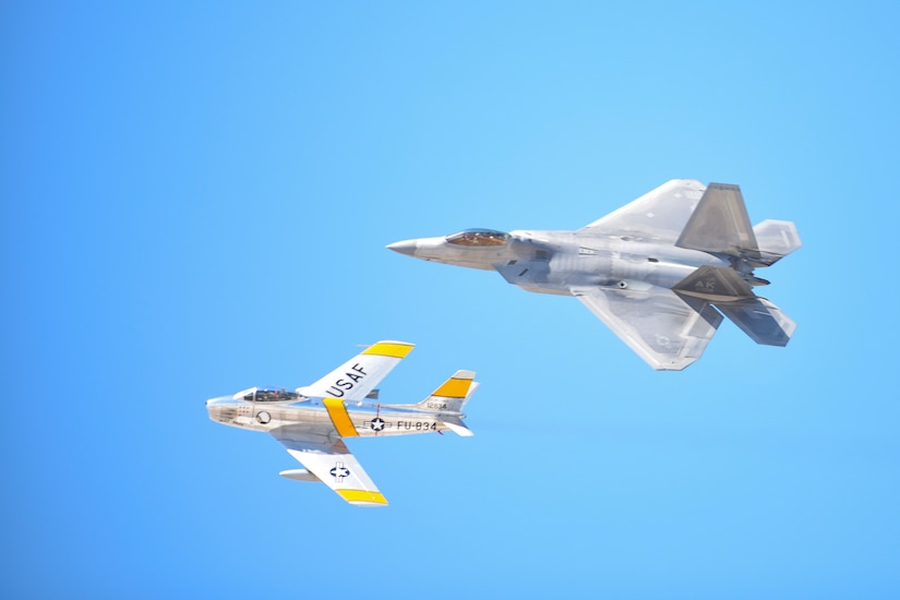 The U.S. Air Force Air Combat Command F-22 Raptor Demonstration Team performs aerial feats for event-goers in Yuma, Az., and Lancaster, Calif., March 18 and March 24-25, 2018.