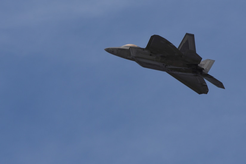 The U.S. Air Force Air Combat Command F-22 Raptor Demonstration Team performs aerial feats for event-goers in Yuma, Az., and Lancaster, Calif., March 18 and March 24-25, 2018.