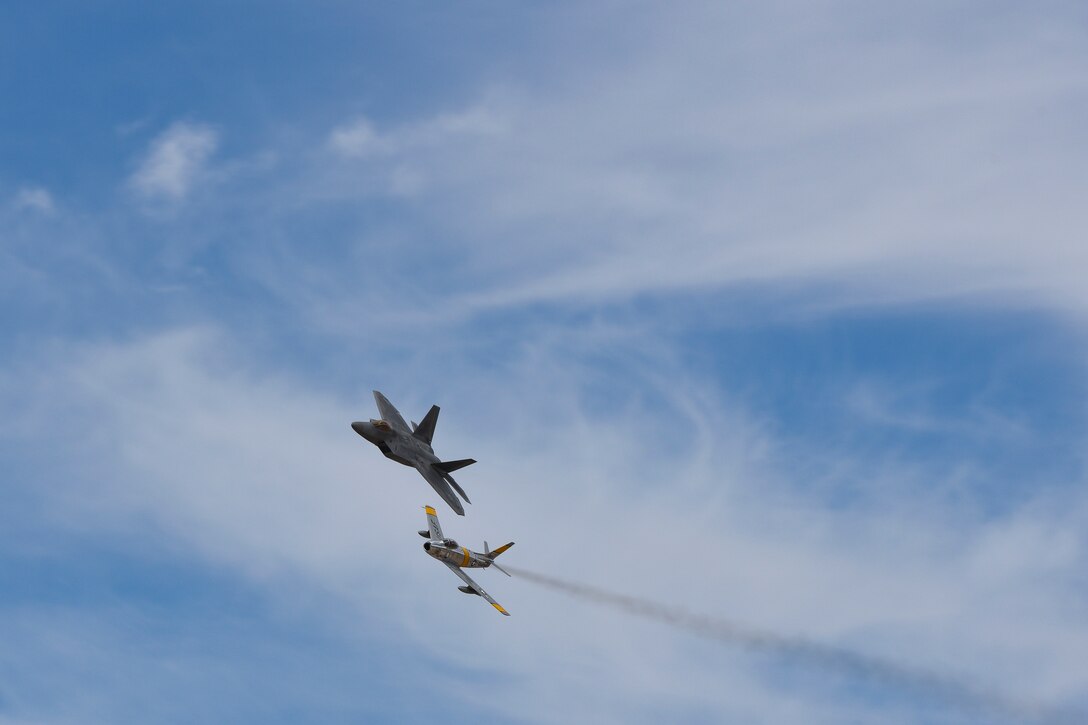 The U.S. Air Force Air Combat Command F-22 Raptor Demonstration Team performs aerial feats for event-goers in Yuma, Az., and Lancaster, Calif., March 18 and March 24-25, 2018.