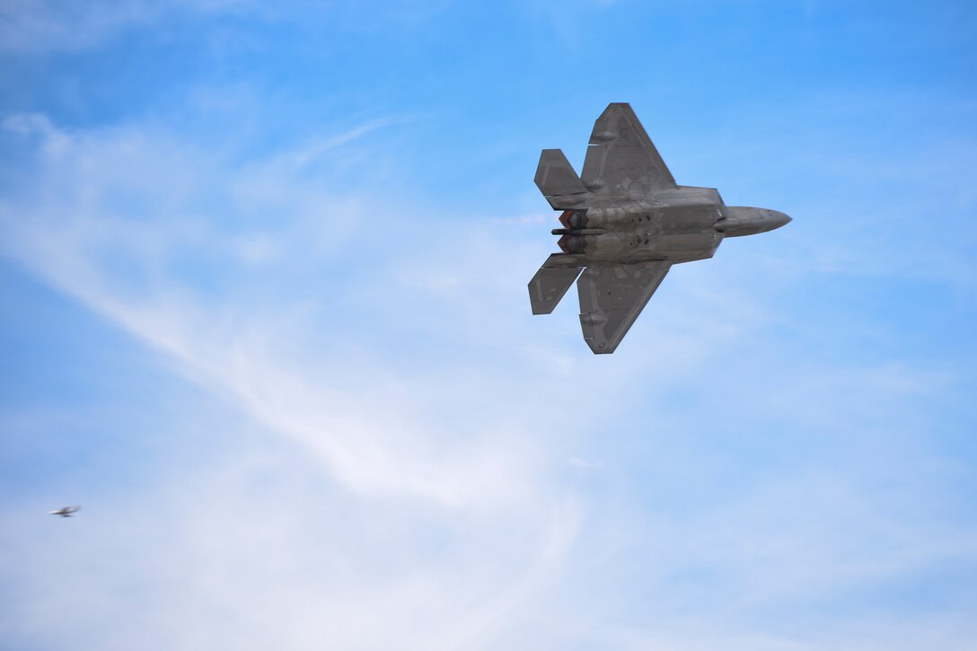 The U.S. Air Force Air Combat Command F-22 Raptor Demonstration Team performs aerial feats for event-goers in Yuma, Az., and Lancaster, Calif., March 18 and March 24-25, 2018.