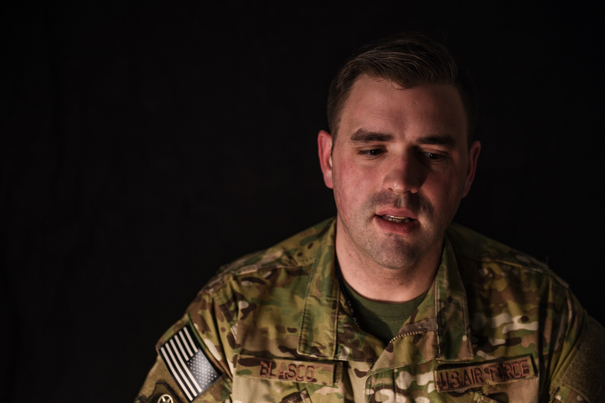 U.S. Air Force Master Sgt. Tim Blasco, the 193rd Special Operations Support Squadron intelligence superintendent, Pennsylvania Air National Guard, poses for a portrait.