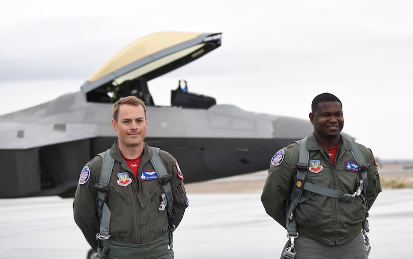 The U.S. Air Force Air Combat Command F-22 Raptor Demonstration Team performs their capabilities for event-goers in Yuma, Arizona and Lancaster California, March 18 and March 24-25, 2018.