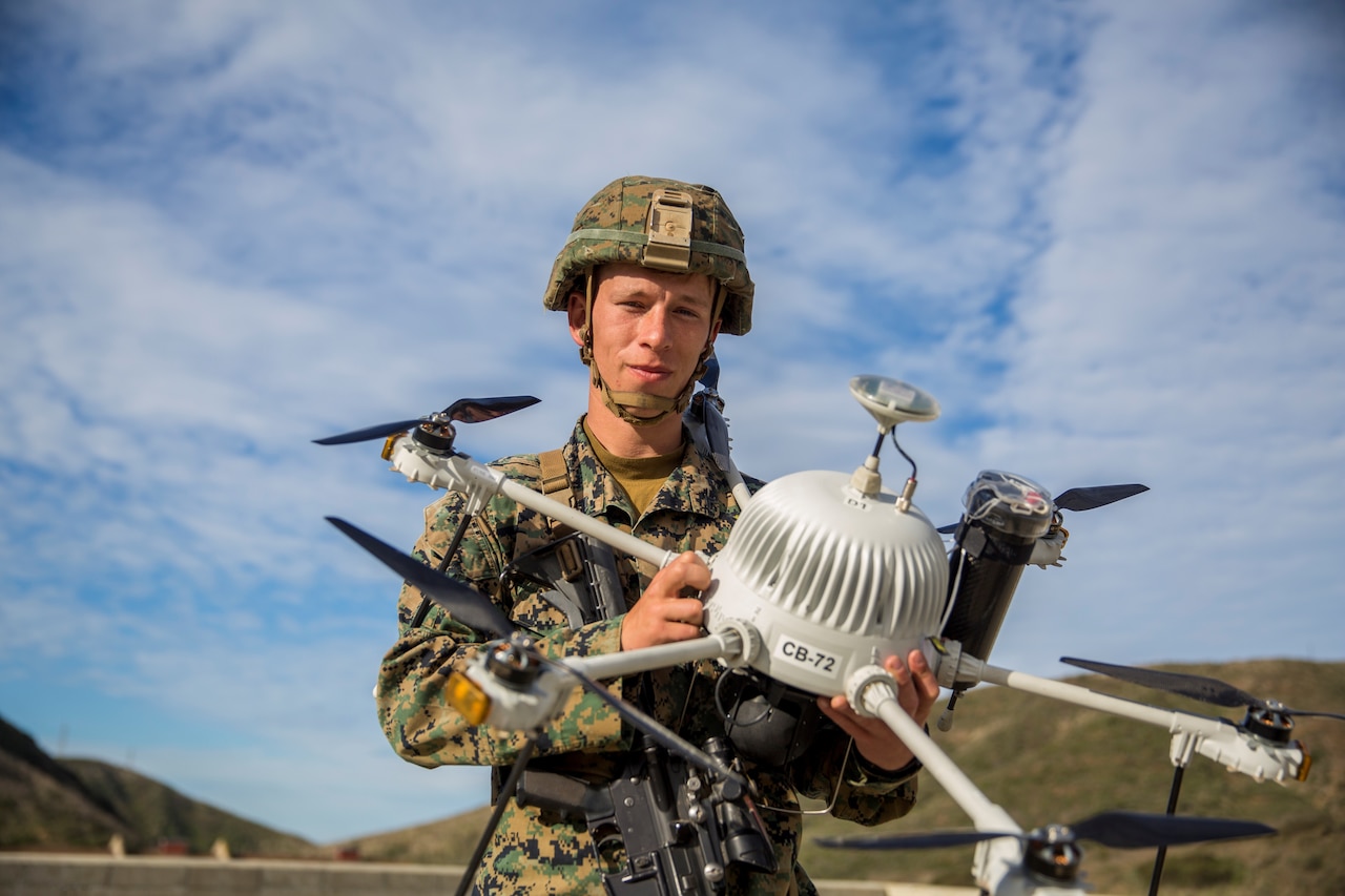 Marine displays a drone.