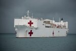 180329-N-OU129-032 SINGAPORE (Mar. 29, 2018) Military Sealift Command hospital ship USNS Mercy (T-AH 19) anchors near Bengkulu, Indonesia March 29. Mercy is currently deployed in support of pacific Partnership 2018 (PP18). PP18’s mission is to work collectively with host and partner nations to enhance regional interoperability and disaster response capabilities, increased stability and security in the region, and foster new and enduring friendships across the Indo-Pacific Region. Pacific Partnership, now in its 13th iteration, is the largest annual multinational humanitarian assistance and disaster relief preparedness mission conducted in the Indo-Pacific. (U.S. Navy photo by Mass Communication Specialist 2nd Class Joshua Fulton/Released)
