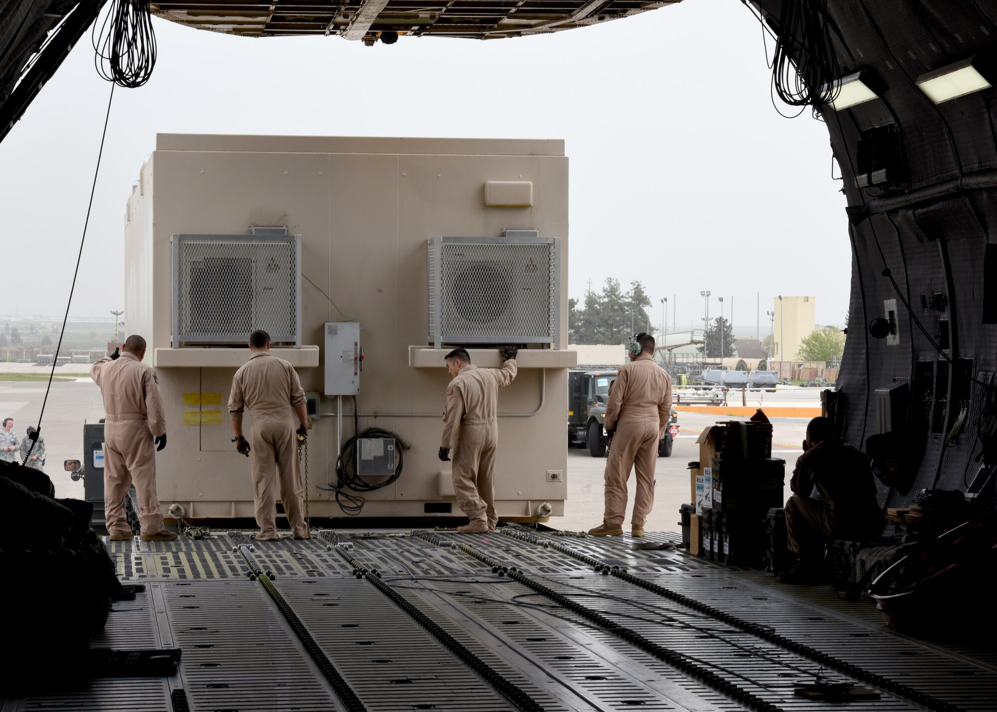 This 78,000 pound deployable shelter was one of three temporary armories transported with assistance from the 728th Air Mobility Squadron. (U.S. Air Force photo by Staff Sgt. Rebeccah Woodrow)