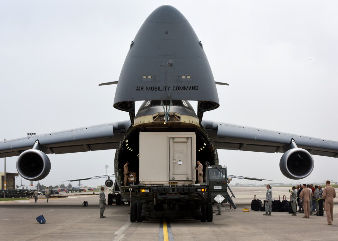 This 78,000 pound deployable shelter was one of three temporary armories transported with assistance from the 728th Air Mobility Squadron. (U.S. Air Force photo by Staff Sgt. Rebeccah Woodrow)