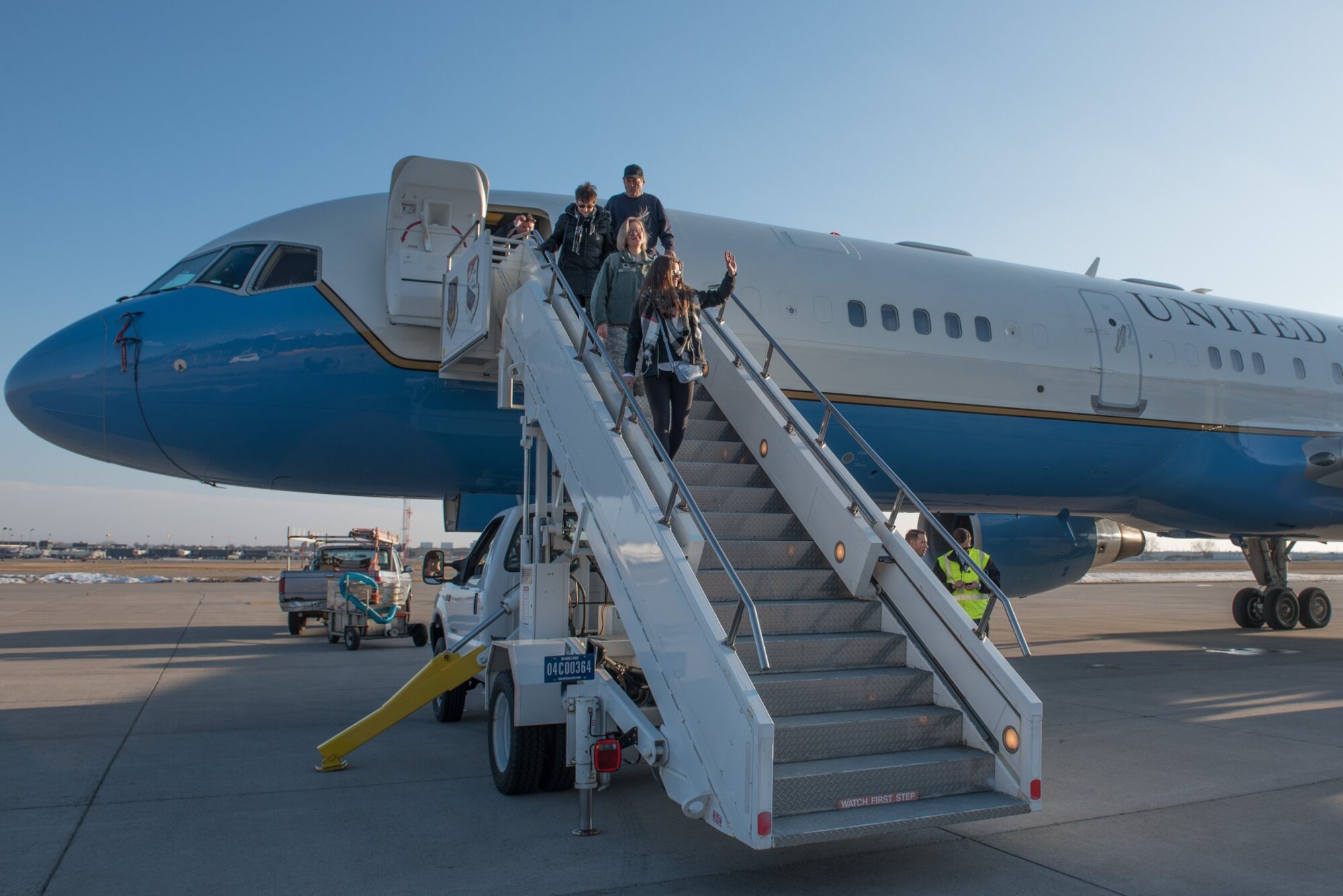 Visitors were treated to a tour of Air Force Two after Vice President Mike Pence's arrival at the 934th Airlift Wing March 27. (Air Force Photo/Master Sgt. Eric Amidon)