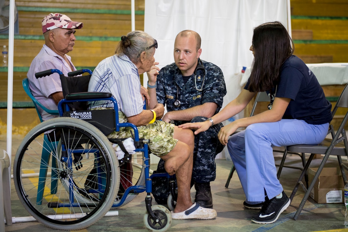 A doctor talks to a patient.