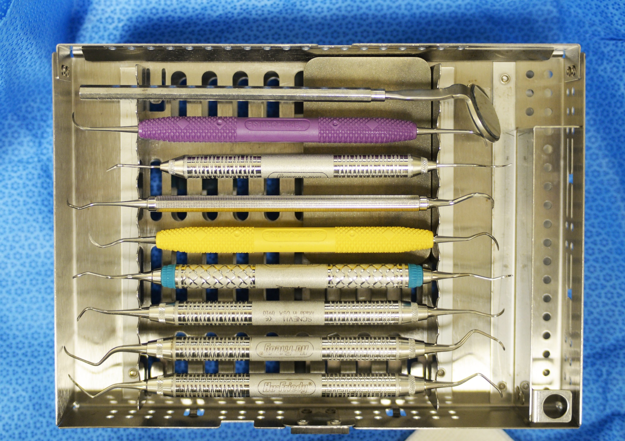 Tools used in the 28th Medical Group Dental Clinic lay on a table at Ellsworth Air Force Base, S.D., March 9, 2018. The clinic’s main responsibility is to maintain the dental readiness of those assigned to the 28th Bomb Wing, so Ellsworth AFB Airmen can “Provide Airpower – Anytime, Anywhere.” (U.S. Air Force photo by Airman 1st Class Thomas Karol)