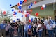 Vietnam veterans and their family members participate in the balloon launch before the ceremony commemorating the 50th anniversary of the Vietnam War at the LeGrand Alumni Center, San Angelo, Texas, March 29, 2018. Red balloons represented those who died in the Vietnam War, blue represented those who served, and white represented the still missing prisoners of war.