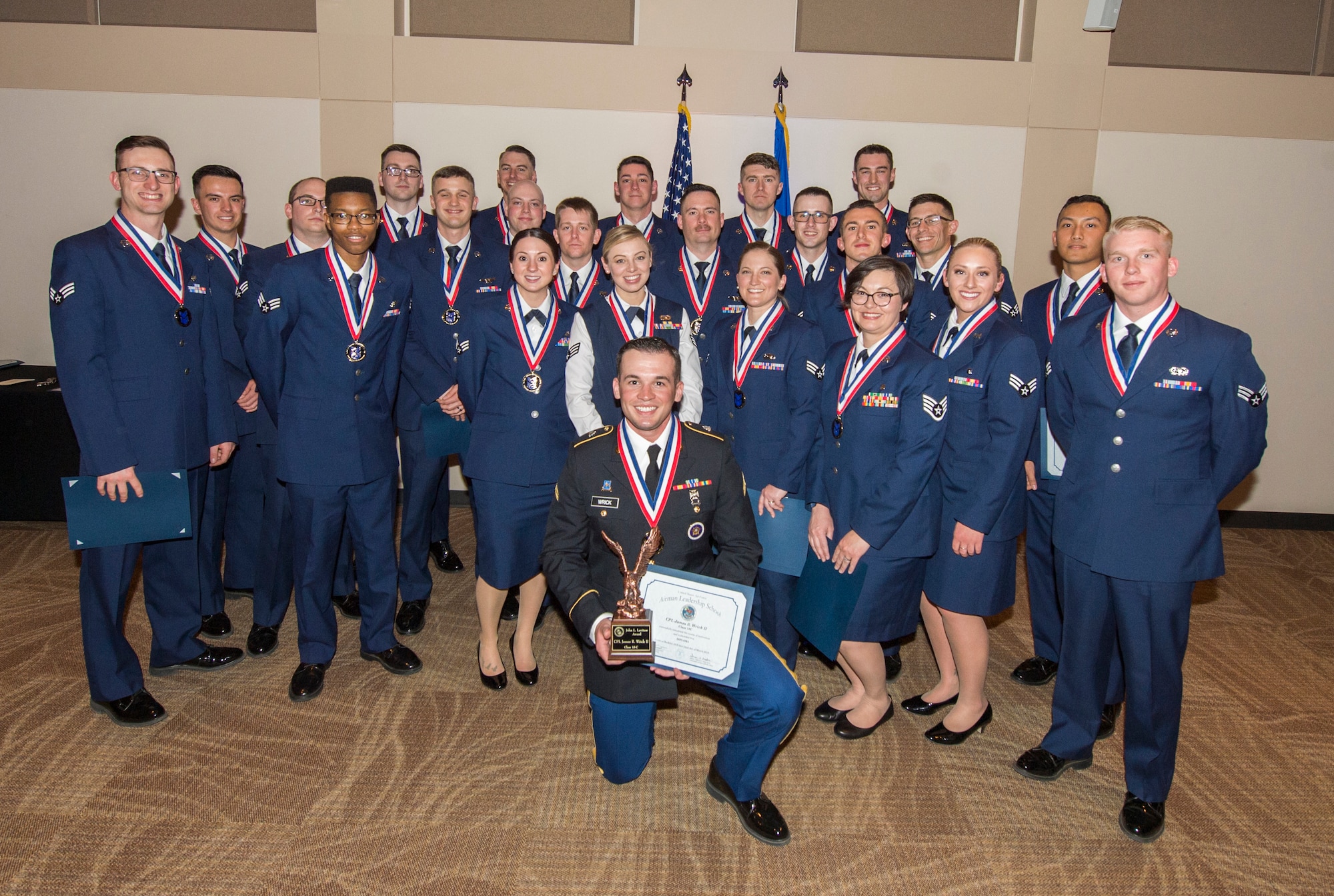 Wrick is the first Soldier to attend the Air Force ALS class and was awarded the John L. Levitow award, the highest award for enlisted Professional Military Education in the Air Force. (U.S. Air Force photo by Senior Airman Stephen G. Eigel)