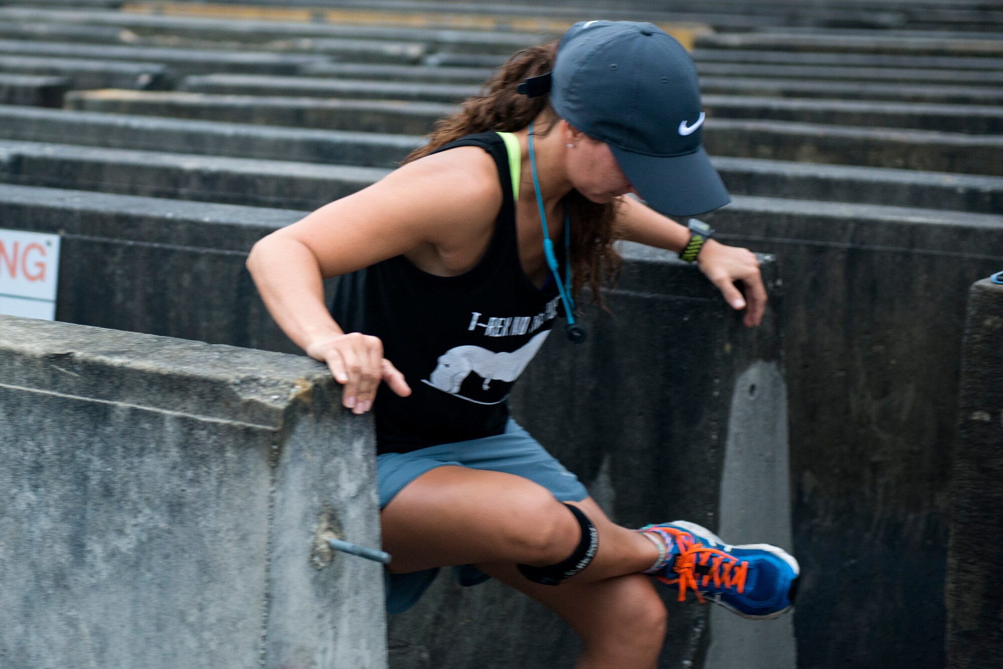 Kayla Ross, Valdosta State University detachment 172 ROTC cadet, stretches during the Empower Women 5k, March 30, 2018, at Moody Air Force Base, Ga. The event concluded National Women’s History Month, celebrating and honoring the social, economical, cultural and political achievements of both military and civilian women both military and civilian. (U.S. Air Force photo by Airman 1st Class Erick Requadt)