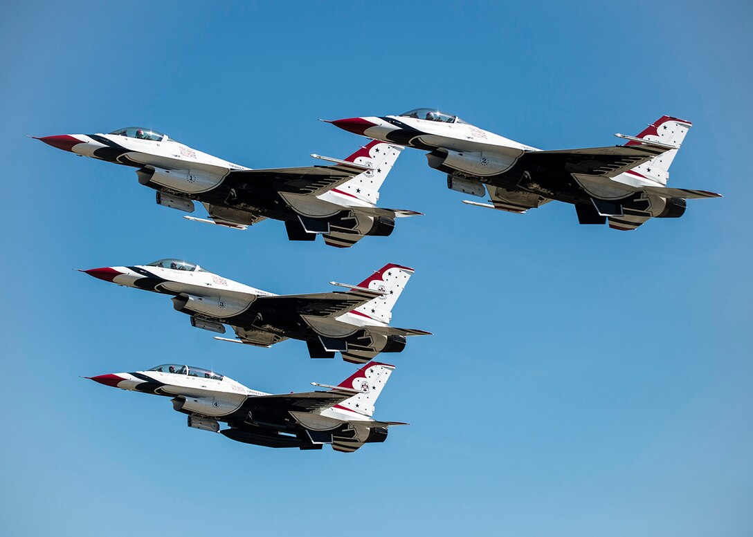The U.S. Air Force Thunderbirds are scheduled to headline the 2018 Warriors Over the Wasatch Air and Space Show June 23-24 at Hill Air Force Base, Utah (U.S. Air Force photo by Senior Airman Jason Couillard)