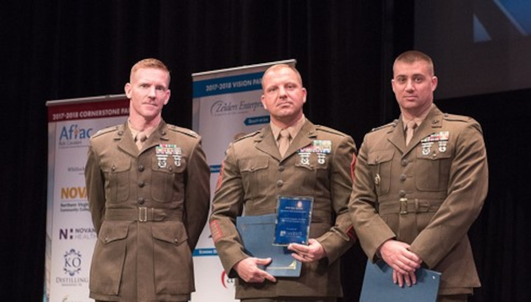 Security Battalion's Criminal Investigation Division (CID) was presented investigative merit awards for their work in OPERATION PURPLE HARBOR.   A Commandants Directive on Social Media Conduct. The Marines and Civilian's of CID invested countless hours on this mission and were recognized at the 32nd Annual Prince William Valor Awards Ceremony.