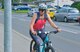 Participant of the Amazing Base bikes to each station on Ramstein Air Base, Germany, Tuesday, April 24, 2018. Participants were able to run or bike the race to incorporate fitness with fun.