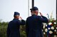 U.S. Air Force Lt. Col. Scott Cline, 312th Training Squadron commander, Col. Alex Ganster, 17th Training Group commander, salute after a wreath is placed on the memorial during the Fallen Department of Defense Firefighter Memorial ceremony on Goodfellow Air Force Base, Texas, April 27, 2018. Goodfellow and the Military Firefighter Heritage Foundation joined together to create the Firefighter Memorial in 2004. (U.S. Air Force photo by Airman 1st Class Seraiah Hines/Released)