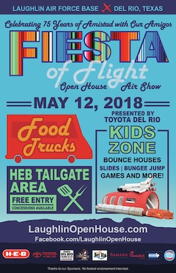 During the ‘Fiesta of Flight’ open house and airshow at Laughlin Air Force Base, Texas on May 12, 2018, families attending with children of any age can partake in fun games and attractions located next to the Air Traffic Control tower. “By having the kid’s zone, it makes it a more family-friendly environment where they would want to spend the entire day,” said Victoria Barlow, 47th Force Support Squadron community programs specialist. “Families could come to the airshow, watch the airplanes while the kids run around in the kid’s zone, grab lunch, and go back to the kid’s zone and still watch the airplanes.”