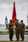 “A lot of times we don’t know who we are turning the command of our unit over to, but Lt. Col. Stevenson is a good man, and I wouldn’t want to turn it over to anyone else,” said Col. Forrest C. Poole after relinquishing command of Combat Logistics Regiment 35 to Lt. Col. Kenric D. Stevenson. Poole is a native of Sharpesburg, Georgia. Stevenson is a native of DeRidder, Louisiana. (U.S. Marine Corps photo by Lance Cpl. Jamin M. Powell)