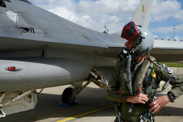 Belgian pilots flew with pilots from Spangdahlem Air Base in conjunction with a monthly large-force exercise that is designed to improve integration and communication among NATO allies.