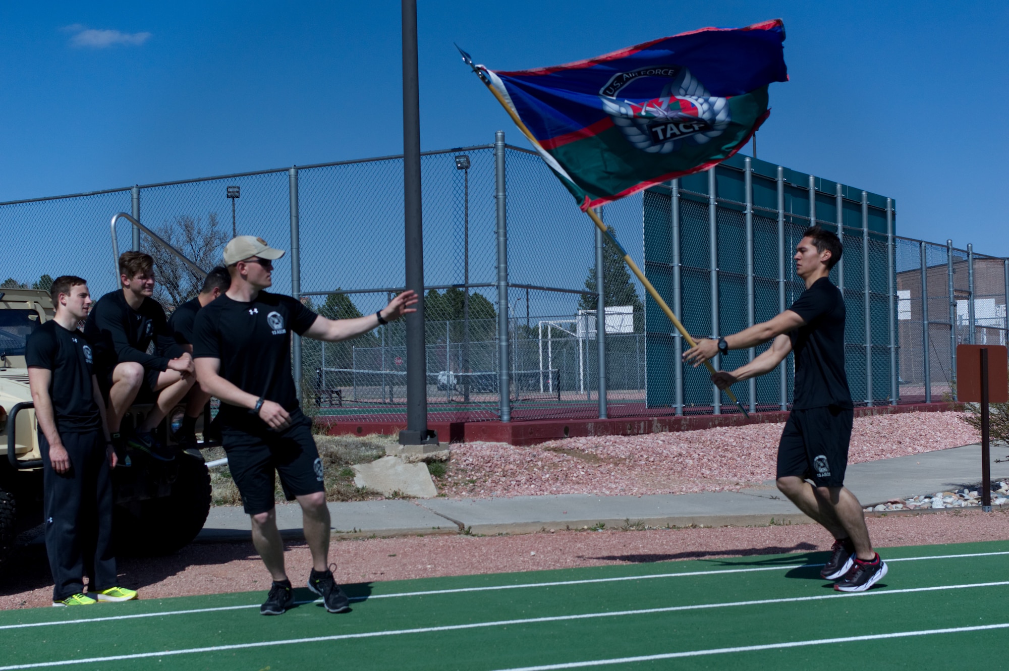 Airmen from the 13th Air Support Operations Squadron completed the 24-hour run challenge in honor of 12 fallen servicemembers at Peterson Air Force Base, Colo., Fitness Center track,